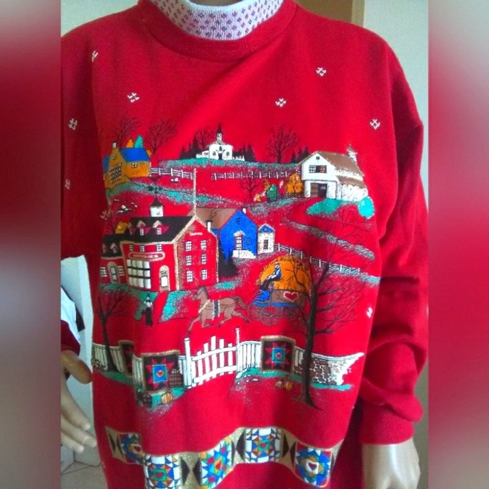 VINTAGE Sweatshirt / CITY SCENERY  (VINTAGE WAY) GRAPHIC SZ. SM BY ACT 3 UNIQUE!